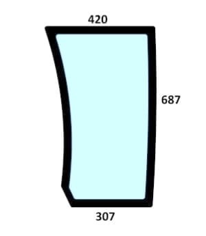 Szyba przednia dolna prawa do ciagnika Deutz-Fahr, Lamborghini, Same, Hurlimann 0.012.1434.0/10