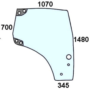 Szyba drzwi prawe do ciągnika Case, New Holland, Steyr - 82027356   87560791    87528172