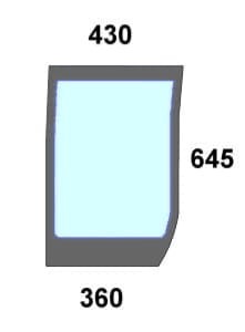 Szyba przednia dolna lewa do ciągnika Case, New Holland, Steyr - 82030488