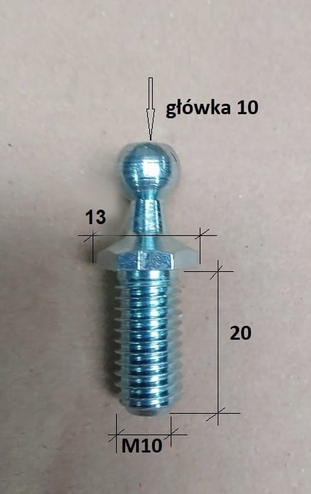 sworzeń kulisty siłownika M10/10 wymiarówka