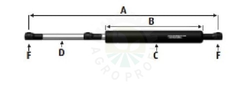 Siłownik gazowy 500 / 240 mm 130N - AL114803, AL81578
