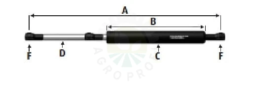 Siłownik gazowy 500 / 240 mm 130N - AL114803, AL81578