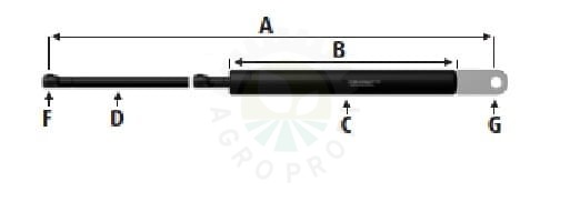 Siłownik gazowy 290 / 135 mm   180N - 1332511C1