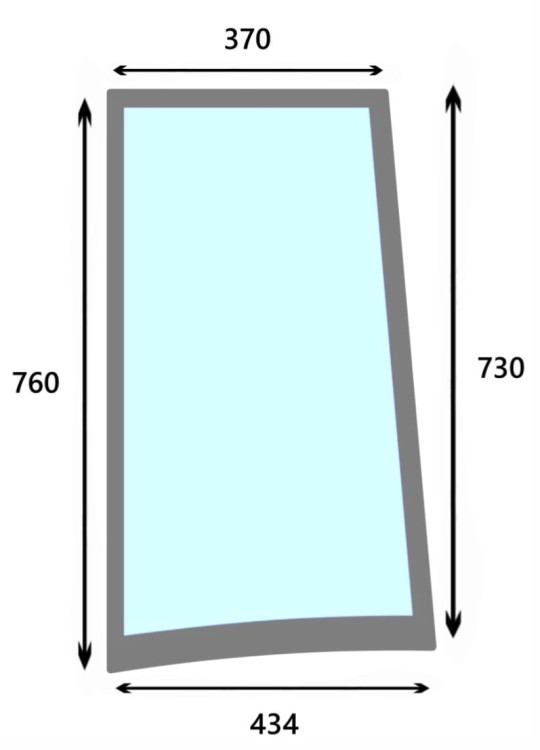 Szyba boczna lewa do ciągnika Deutz Agrofarm, Hurlimann XB Max, Lamborghini R3 Evo, Same Explorer 3  - 0.015.0346.0/10