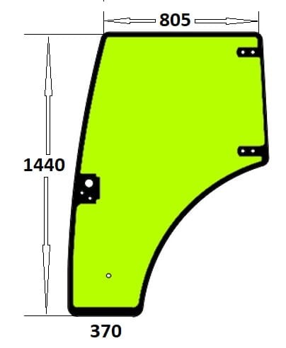Szyba drzwi lewe  do ciągnika Case, New Holland - 84396396