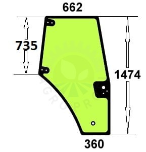 Szyba drzwi prawe do ciągnika Case, New Holland 87620223