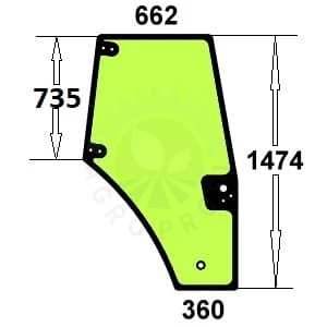 Szyba drzwi prawe do ciągnika Case, New Holland 87620223