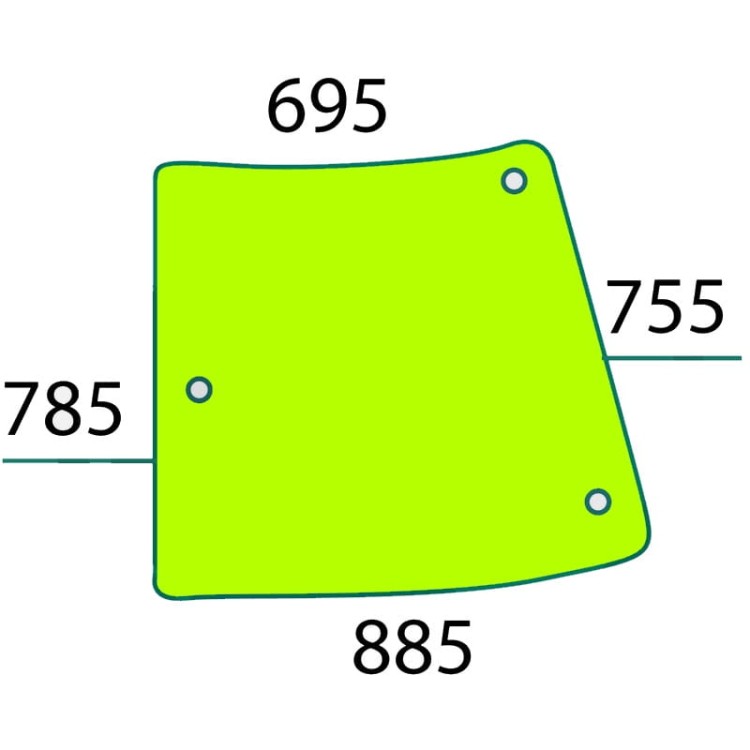 Szyba boczna lewa do ciągnika John Deere R201574, SU33101