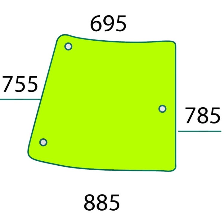 Szyba boczna prawa do ciągnika John Deere R201575, SU33102