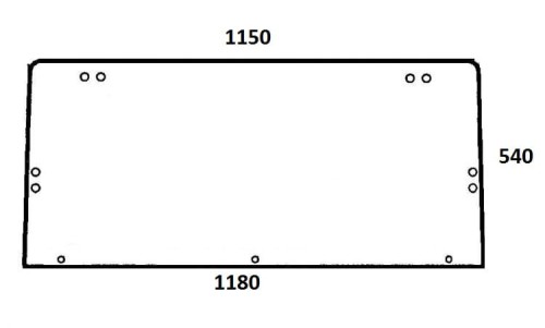 Szyba tylna górna łamana do ciągnika Renault 7700687192 (843)