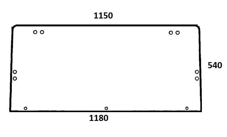Szyba tylna górna łamana do ciągnika Renault 7700687192 (843)