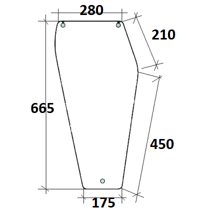 Szyba przednia dolna prawa do ciągnika Deutz-Fahr 04351731, 04351737