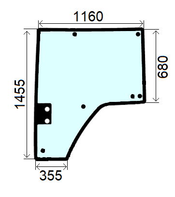 Szyba drzwi lewe do ciągnika John Deere R210101