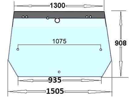 Szyba tylna z czarnym pasem do ciągnika Case, Fiat, Ford, New Holland - 82016997