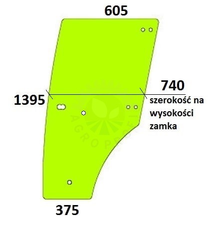 Szyba drzwi lewe do ciągnika John Deere ER200586