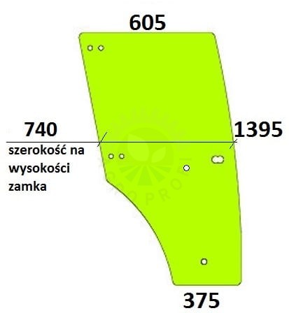 Szyba drzwi prawe do ciągnika John Deere ER200584