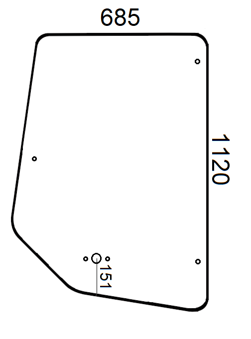 Szyba drzwi górna koparko-ładowarka CAT 8Y-7291, 8Y-7290, 1228999