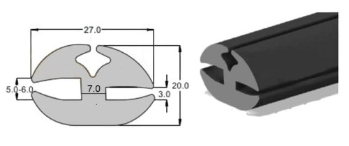 Uszczelka szyby z klinem - klin w zestawie