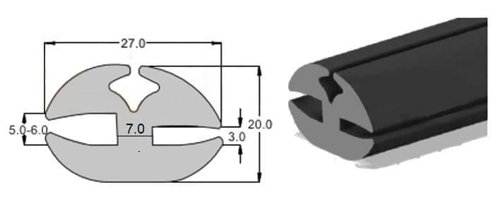 Uszczelka szyby z klinem - klin w zestawie