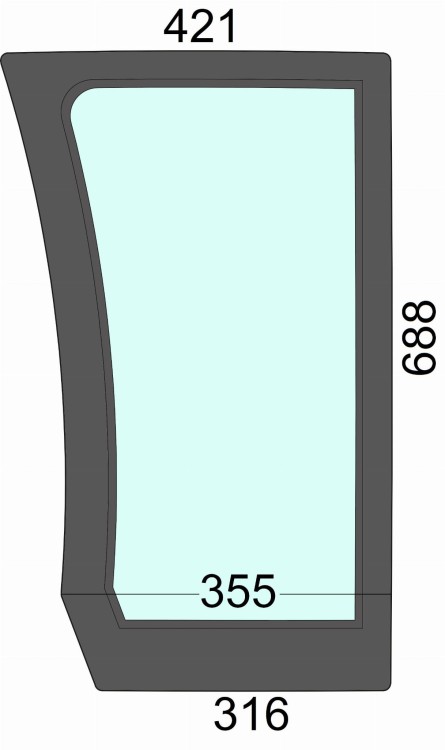 Szyba przednia dolna lewa do ciągnika Deutz, Hurlimann, Lamborghini, Same - 205769010