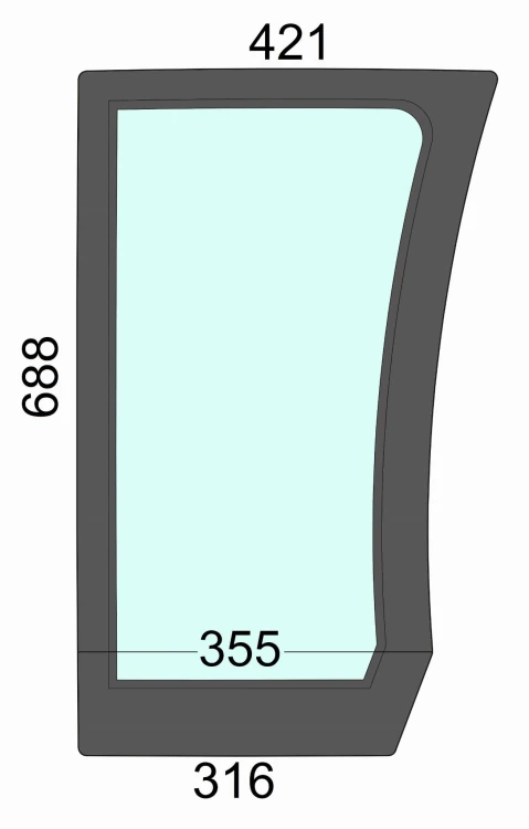 Szyba przednia dolna prawa do ciągnika Deutz, Hurlimann, Lamborghini, Same - 205768010