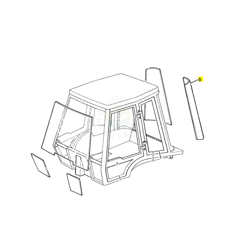 Szyba tylna narożna lewa laminowana koparko-ładowarka JCB 827/30481, 827/30447