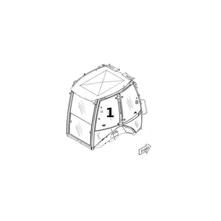 Szyba boczna prawa koparko-ładowarka CAT 325-9301