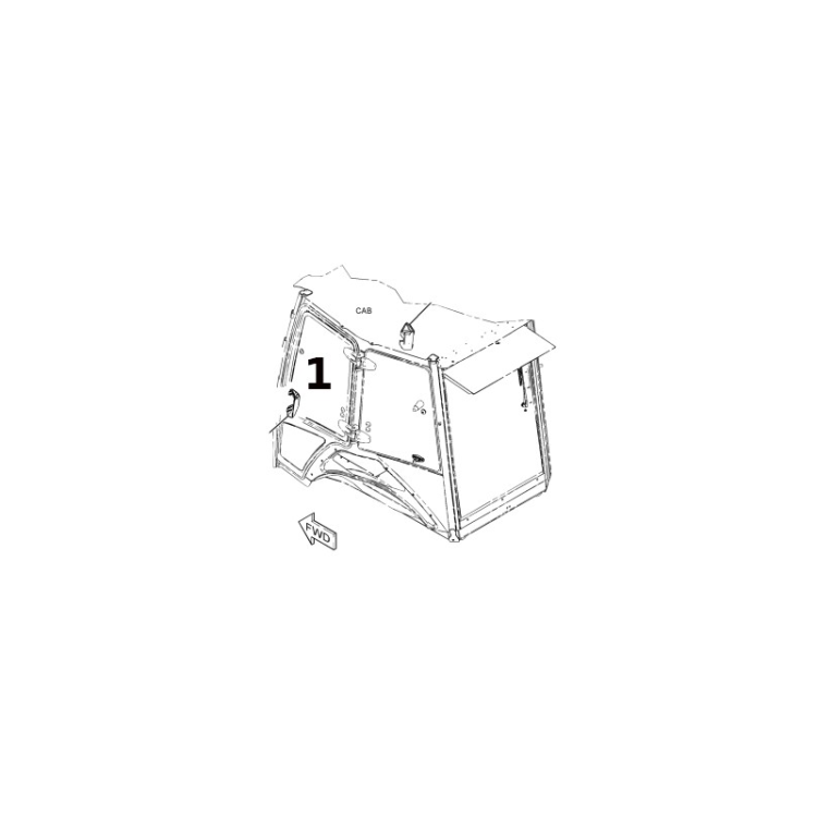 Szyba drzwi górna lewa koparko-ładowarka CAT 382-2261