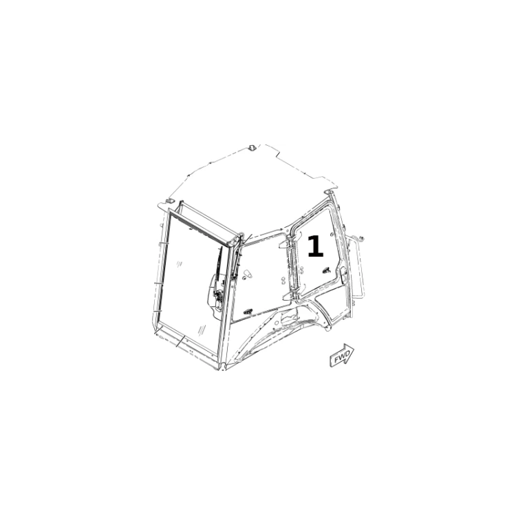 Szyba drzwi górna prawa koparko-ładowarka CAT 382-2274