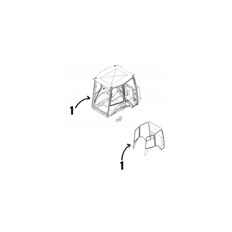 Szyba boczna lewa dolna koparko-ładowarka CAT 382-2310