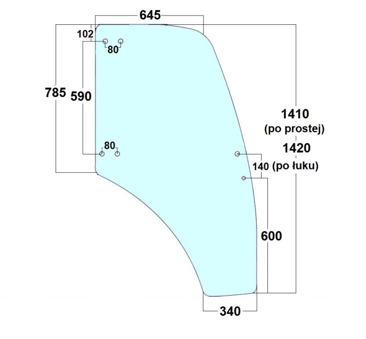 Szyba drzwi prawe do ciągnika Lindner - 3203412