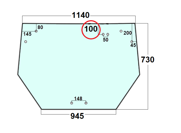 Szyba tylna do ciągnika Deutz-Fahr, Same, Lamborghini, Hurlimann 0.011.0806.0/30