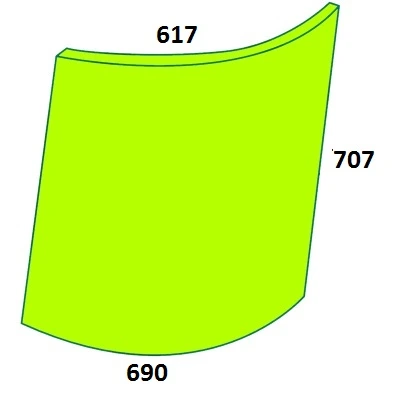 Szyba drzwi górna do ciągnika John Deere R50755, L60320, L39250
