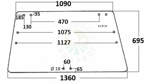 Szyba przednia i tylna do ciągnika Deutz-Fahr 04314333