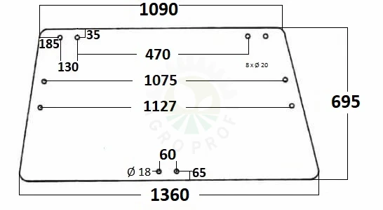 Szyba przednia i tylna do ciągnika Deutz-Fahr 04314333