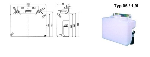 Zbiornik spryskiwacza 1,9 litra 12V