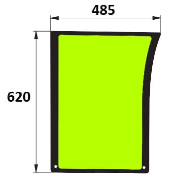 Szyba przednia dolna lewa John Deere - R96196