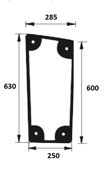 Szyba przednia dolna lewa do ciągnika Farmtrac PODKAB000007