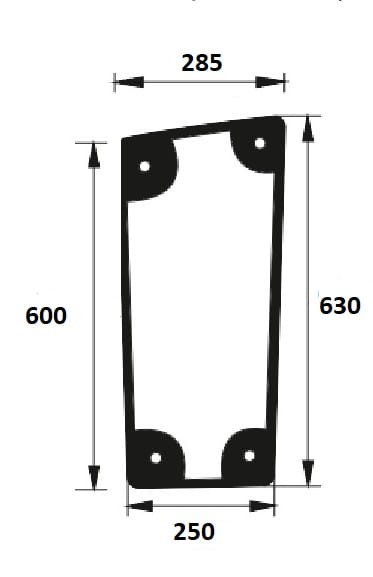 Szyba przednia dolna prawa do ciągnika Farmtrac PODKAB000008