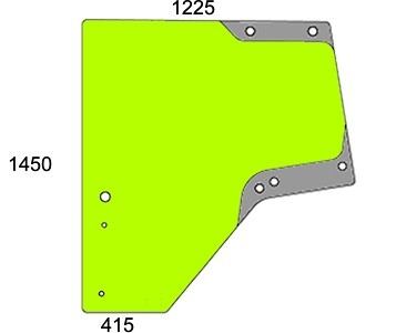Szyba drzwi lewe do ciągnika John Deere L209795, L212967