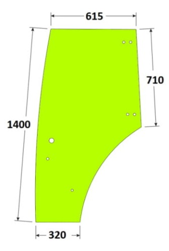 Szyba drzwi lewe do ciągnika Fendt 222812030040