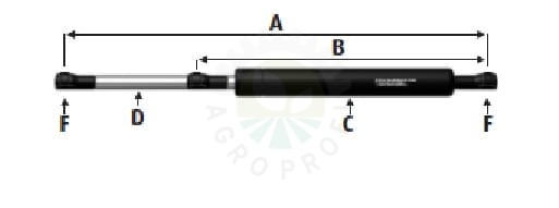 Siłownik gazowy 255 / 125 mm   280N - 935638