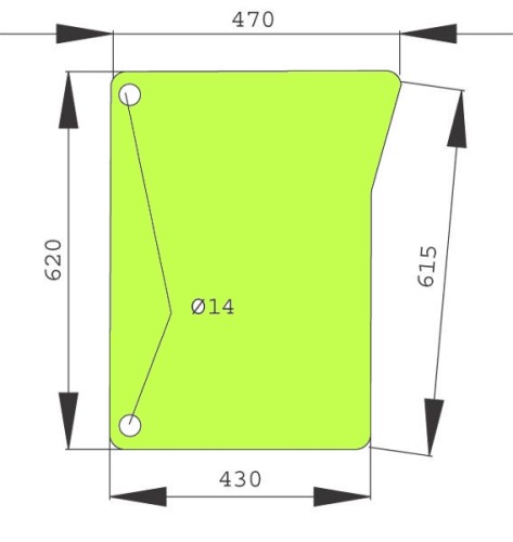 szyba przednia dolna prawa do ciągnika John Deere L78534
