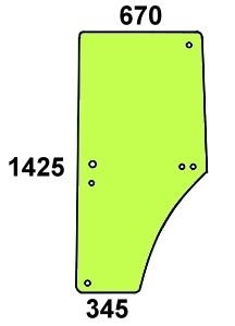 Szyba drzwi lewe do ciągnika John Deere L77647, L169102