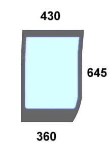 Szyba przednia dolna lewa do ciągnika Case, New Holland, Steyr - 82030488