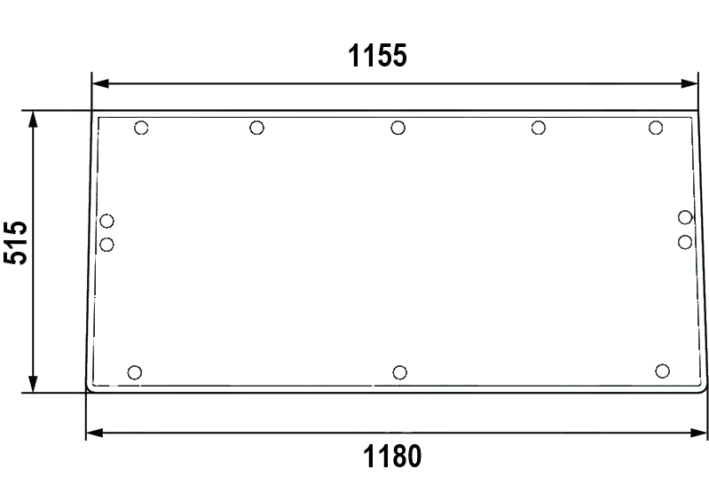Szyba tylna ramka łamana do ciągnika Claas, Renault 7700008225