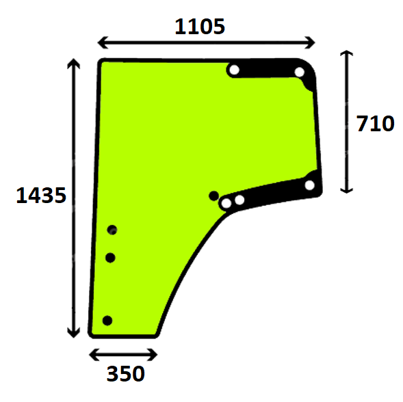 szyba drzwi lewe do ciągnika John Deere L174348