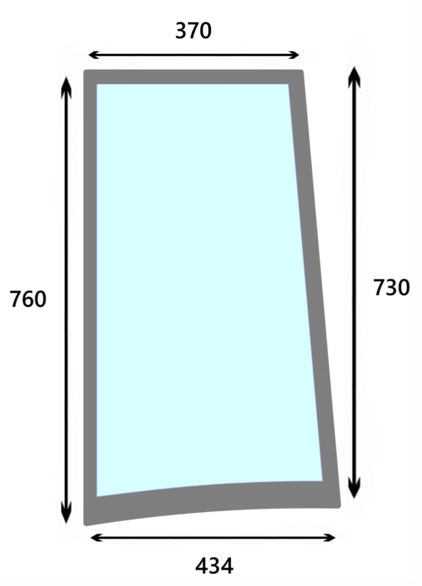 Szyba boczna lewa do ciągnika Deutz Agrofarm, Hurlimann XB Max, Lamborghini R3 Evo, Same Explorer 3  - 0.015.0346.0/10