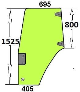 Szyba drzwi lewe do ciągnika Case, Fiat, Ford, New Holland - długi uchwyt - 82036001, 82019226