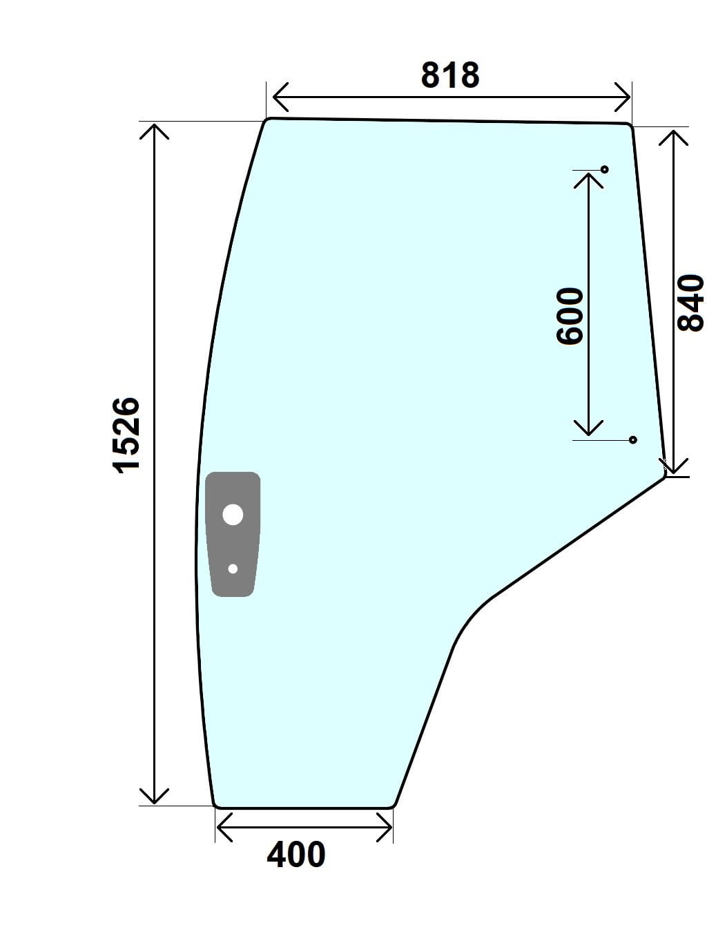 Szyba drzwi lewe do ciągnika Massey Ferguson 5600, 7600, 7700 - 4353783M2